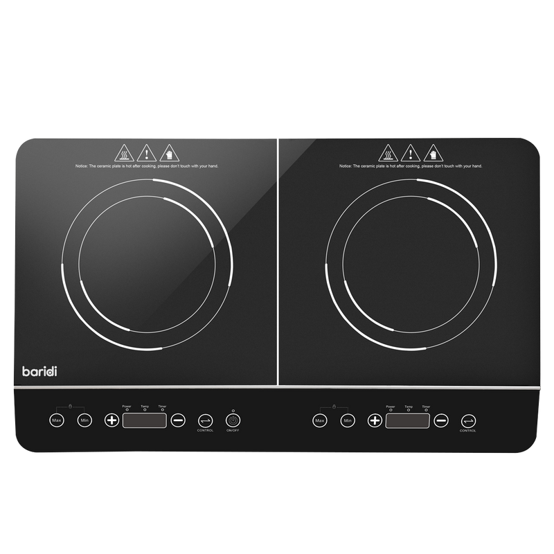 Baridi DH146 Portable Induction Hob with 2 Cooking Zones 60 x 36 x 6.5cm - Black