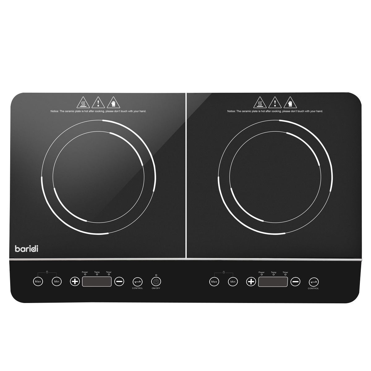 Baridi DH146 Portable Induction Hob with 2 Cooking Zones 60 x 36 x 6.5cm - Black