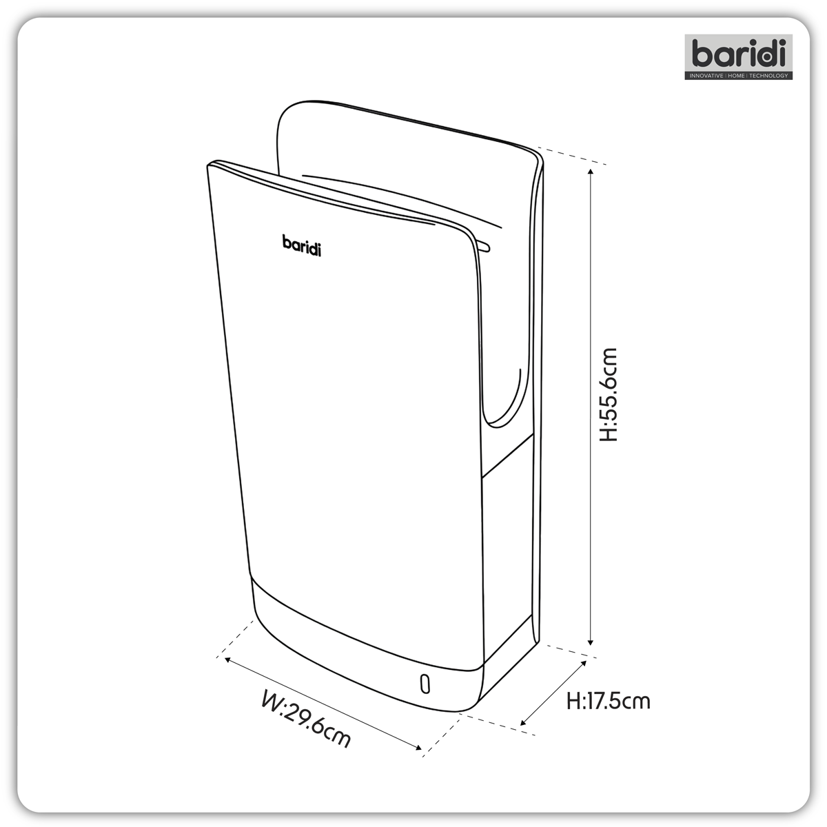 Baridi DH150 Hand Dryer with HEPA Filter & Auto-Sensor 1750W/230V - Silver - additional view 12