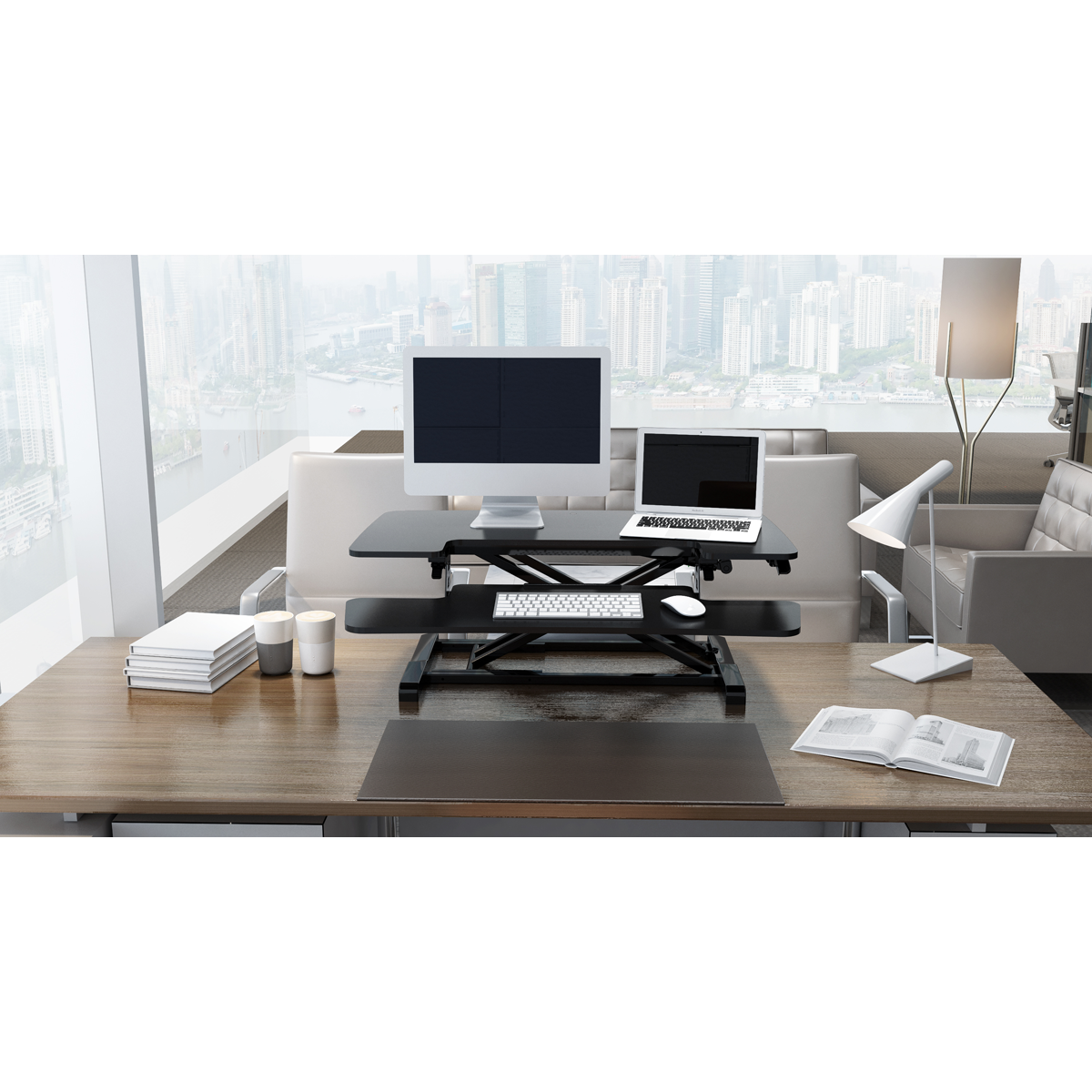 Dellonda DH15 89cm Adjustable-Height Standing Desk Riser 15kg Capacity - additional view 6