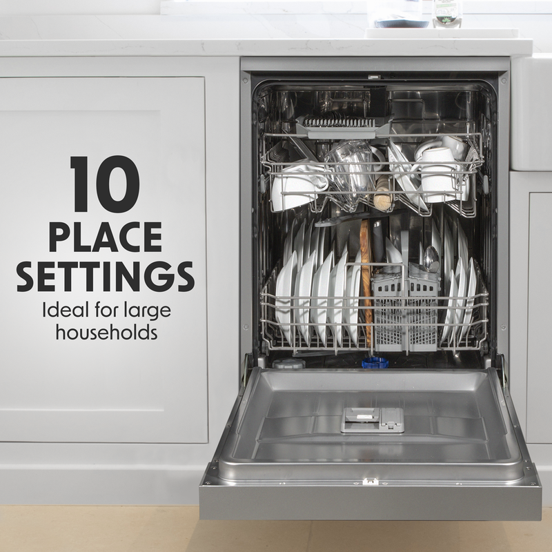 Baridi DH166 Slimline Freestanding Dishwasher 45cm Wide 10 Place Settings - Silver - additional view 14