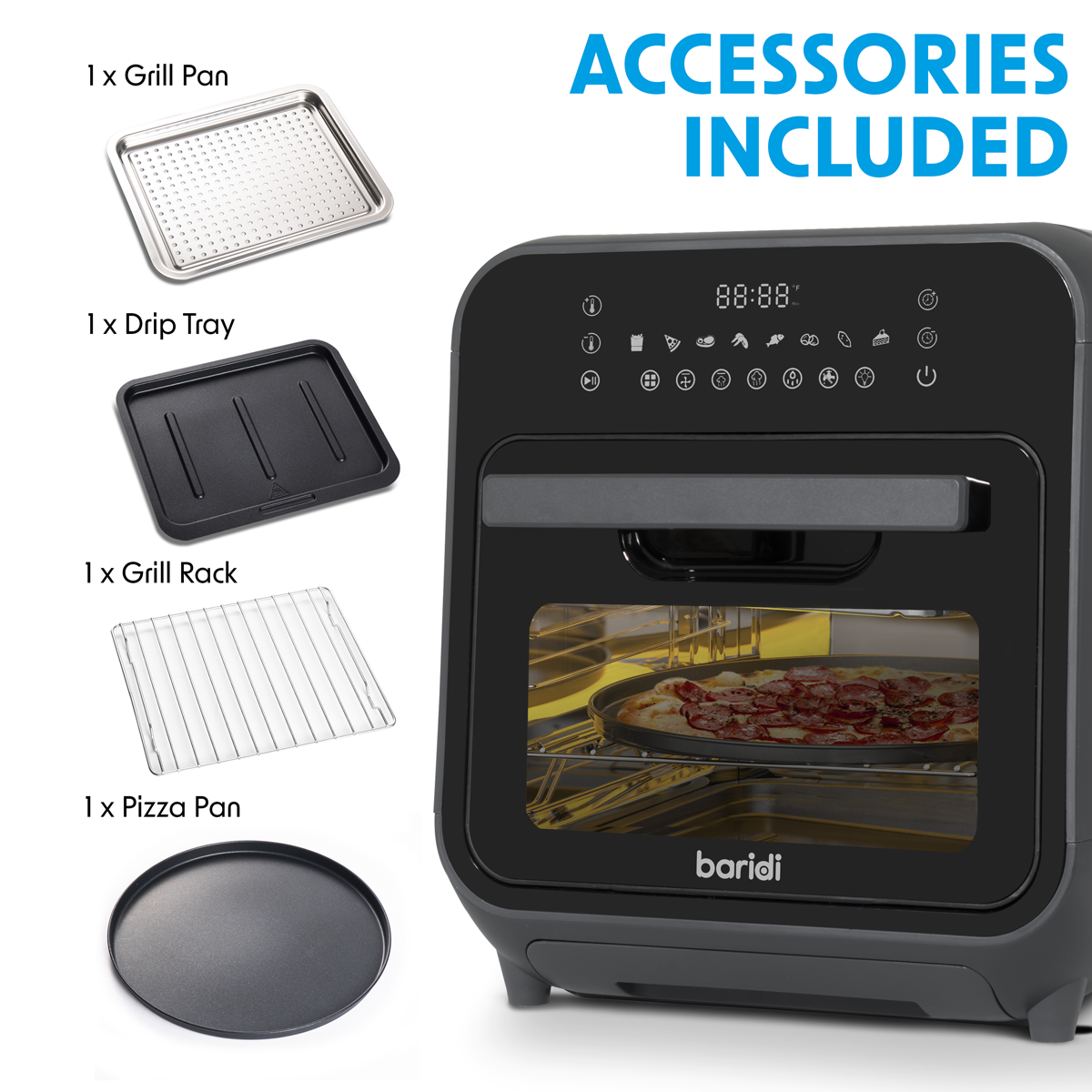 Baridi DH171 Steam Air Fryer Oven 15L Capacity - additional view 3