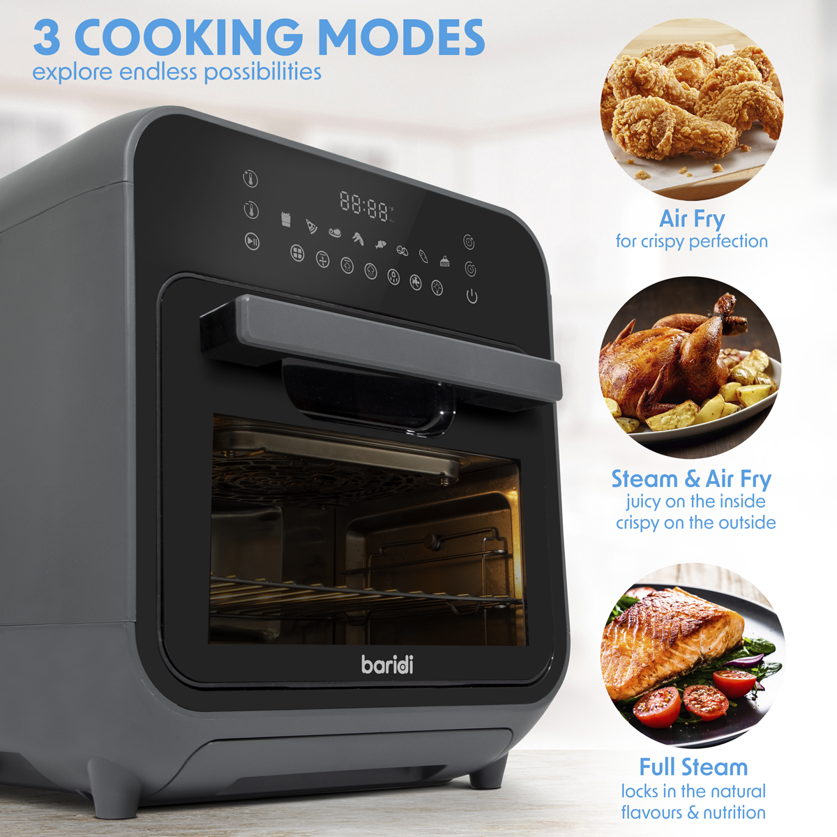 Baridi DH171 Steam Air Fryer Oven 15L Capacity - additional view 10