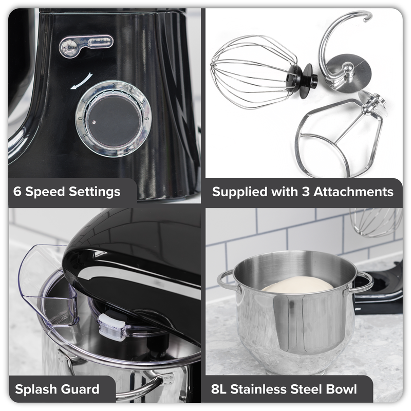 Baridi DH174 1800W Stand Mixer with Accessories 8L - Black - additional view 5