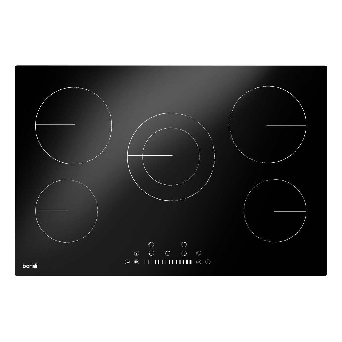 Baridi DH175 Integrated Ceramic Hob with 5 Cooking Zones 77cm - Black Glass - additional view 5