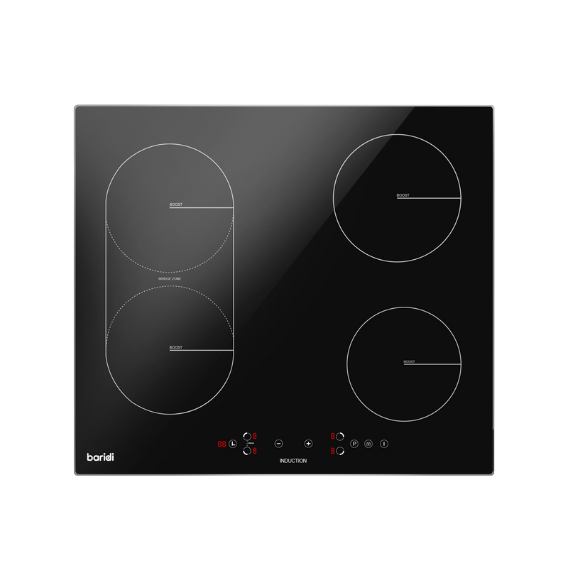 Baridi DH178 Integrated Induction Hob with 4 Cooking Zones & Bridge Zone 60cm 2800W Output