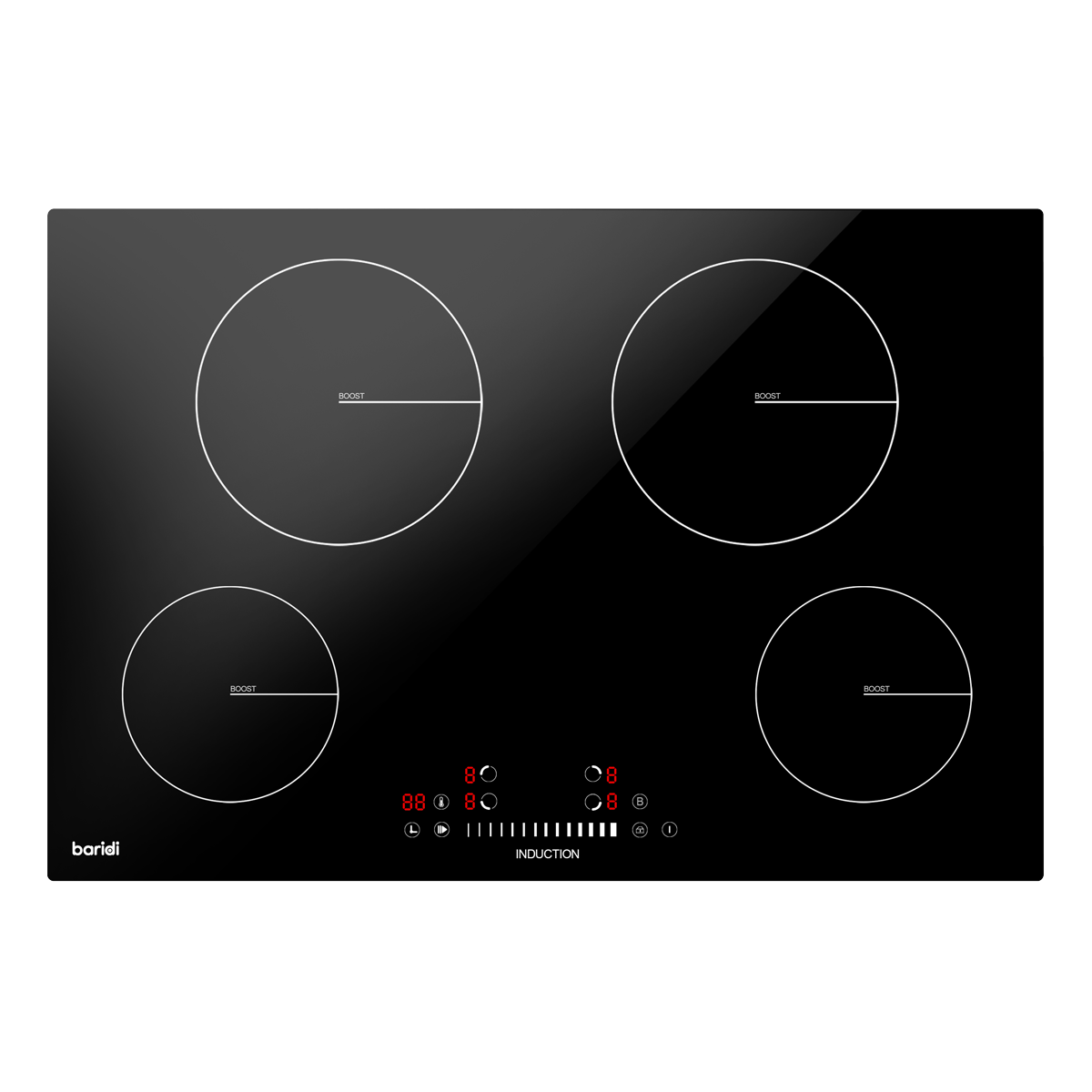Baridi DH179 Integrated Induction Hob with 4 Cooking Zones 77cm 7200W Output