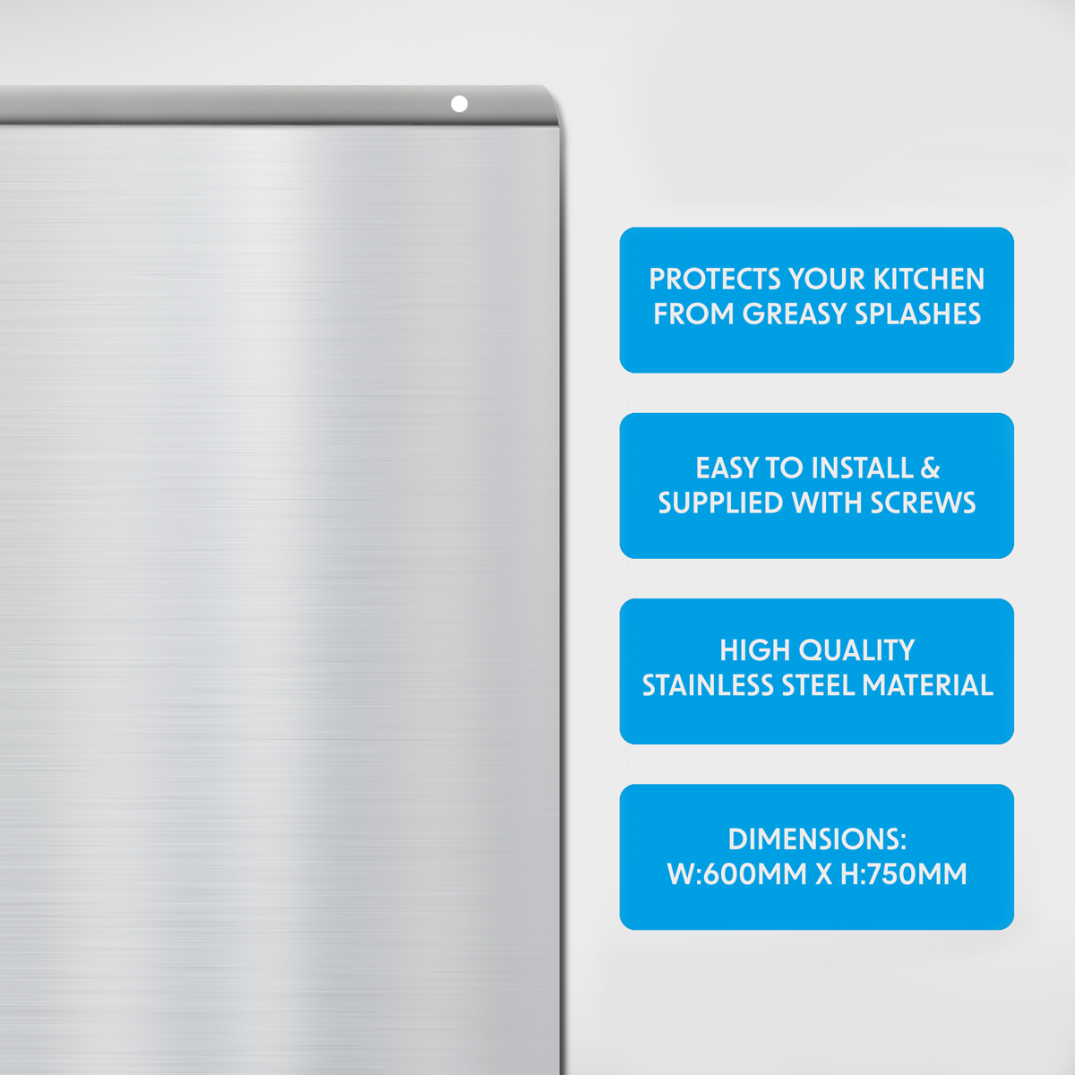 Baridi DH193 Splashback for Cooker Hoods 60 x 75cm - Stainless Steel - additional view 5
