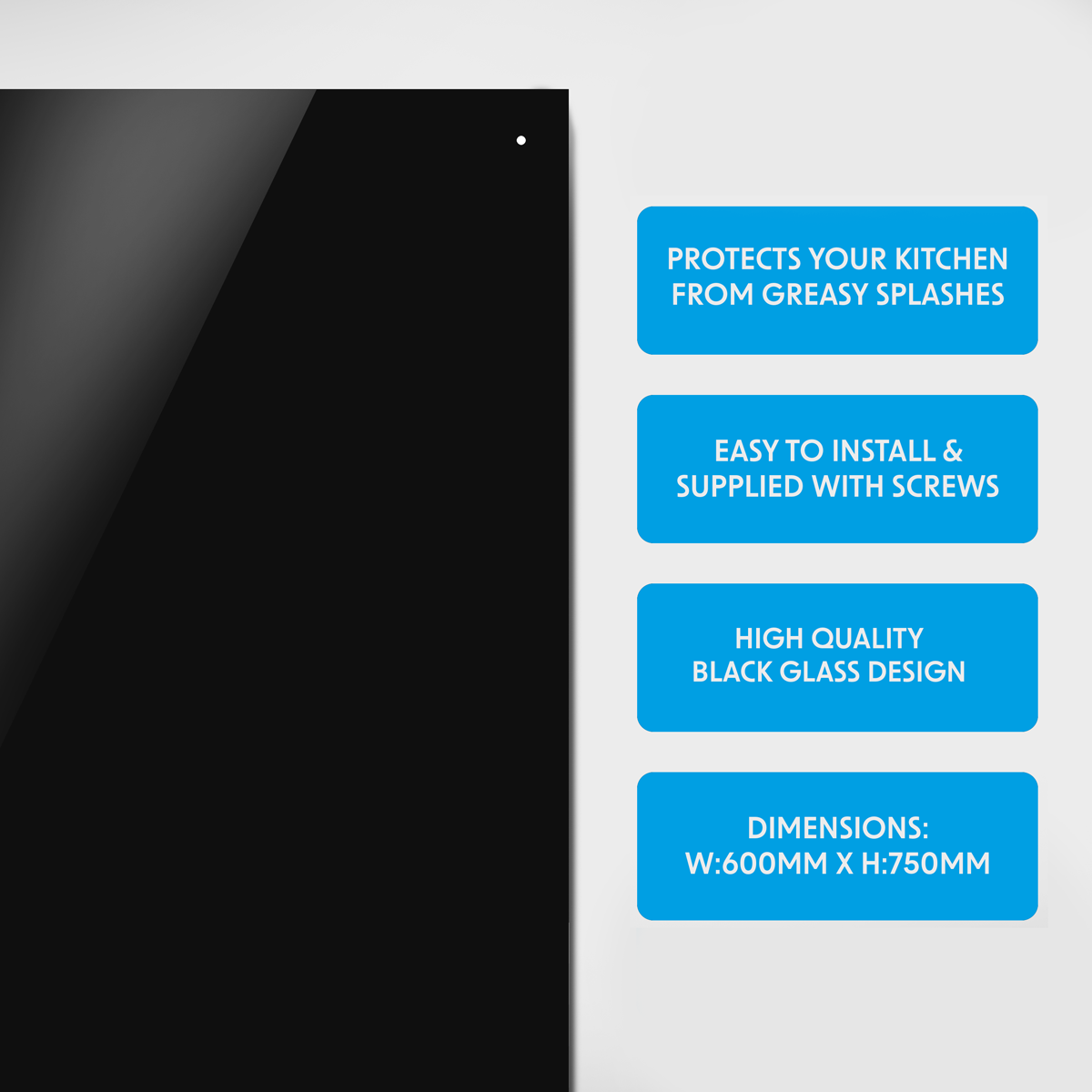Baridi DH194 Splashback for Cooker Hoods 60 x 75cm - Black - additional view 6