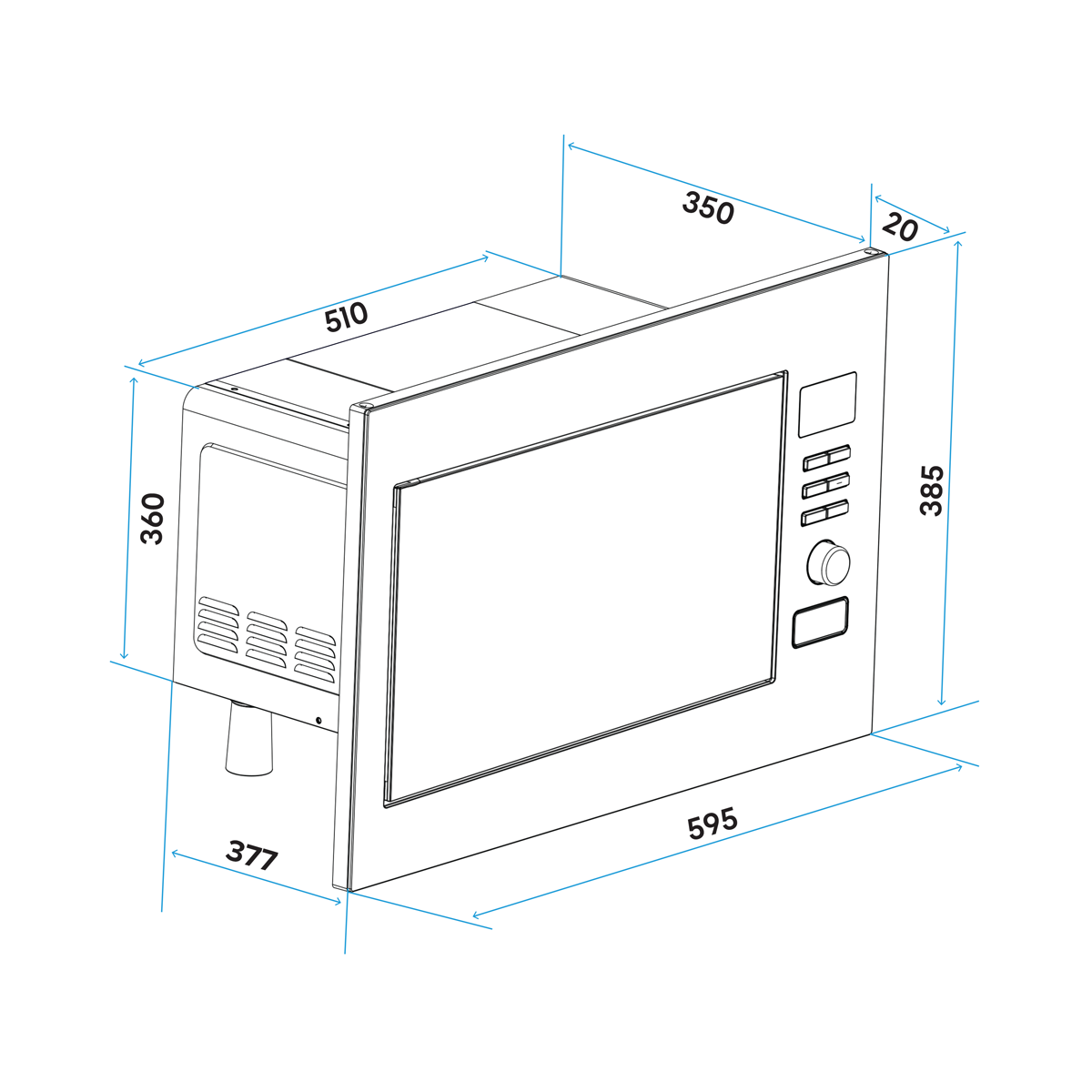 Baridi DH197 Integrated Microwave Oven with Grill 25L Capacity 900W - Stainless Steel - additional view 2