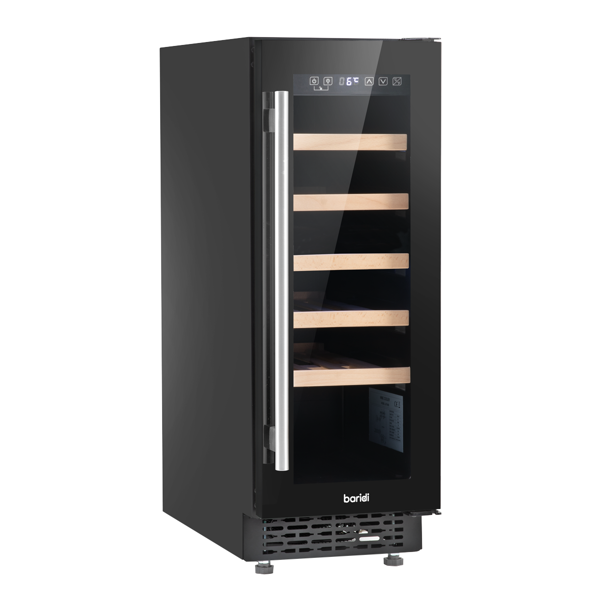 Baridi DH203 20 Bottle Slim Built-In Wine Cooler with Digital Touchscreen Controls, Beech Wood Shelves & - additional view 6