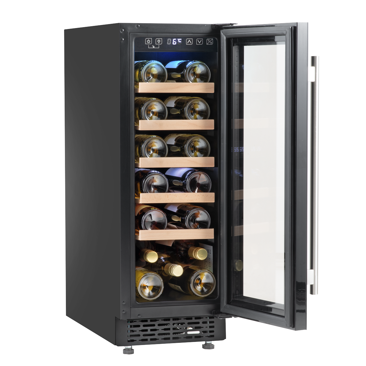 Baridi DH203 20 Bottle Slim Built-In Wine Cooler with Digital Touchscreen Controls, Beech Wood Shelves & - additional view 7