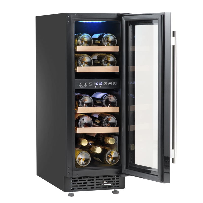 Baridi DH204 17 Bottle Dual Zone Slim Built-In 30cm Wine Cooler with Touch Screen Controls, Beech Wood - additional view 6