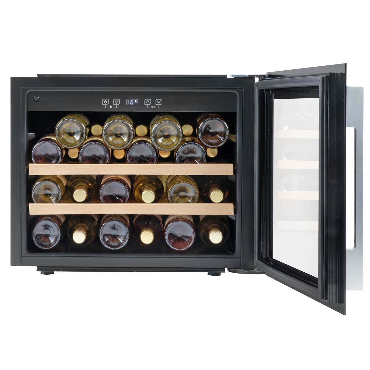 Baridi DH205 28 Bottle Built-In Wine Cooler with Touch Screen Controls, Beech Wood Shelves & LED Light - additional view 7