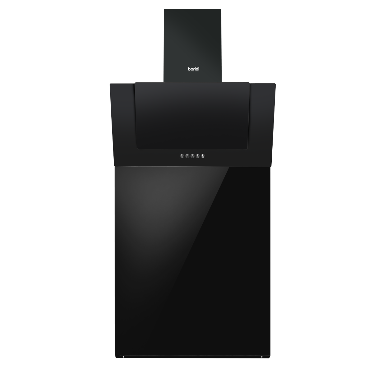 Baridi DH210 Angled Chimney Cooker Hood with Carbon Filters, LED Lamp & Splashback - Black Glass