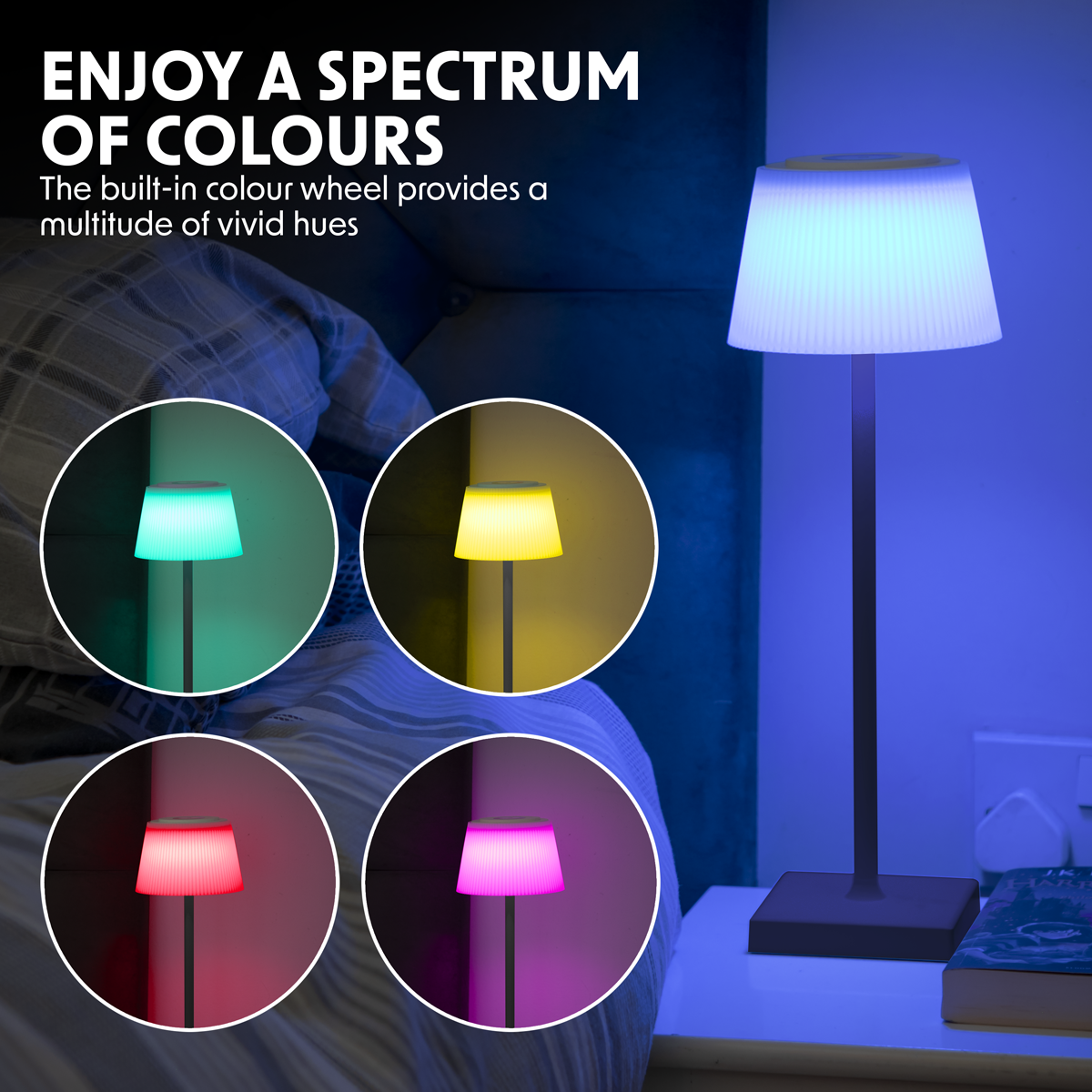 Dellonda DH212 Rechargeable Table Lamp for Home Office Restaurant RGB Colours - additional view 8