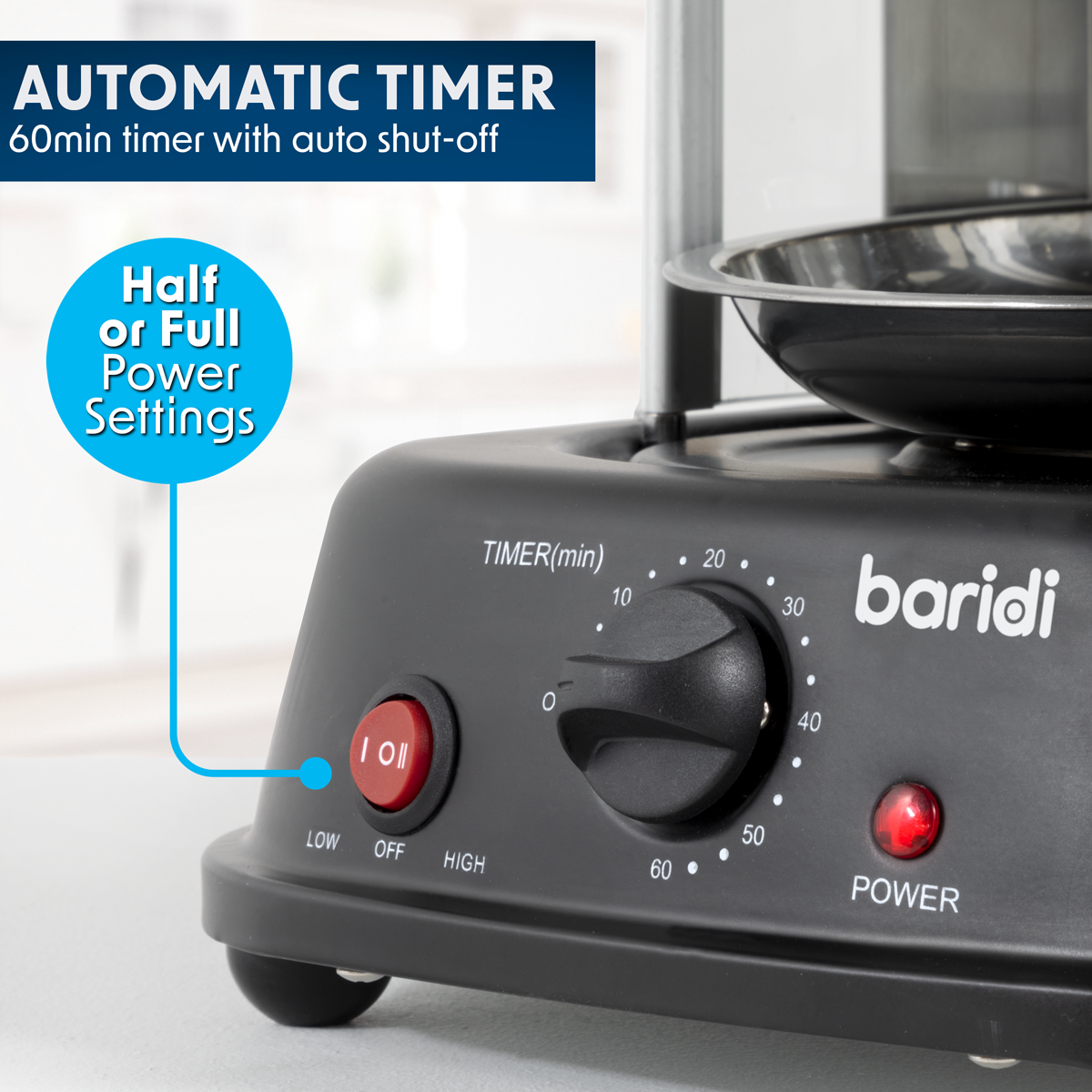 Baridi DH216 Vertical 360° Rotisserie Smokeless Grill 21L Capacity - additional view 11