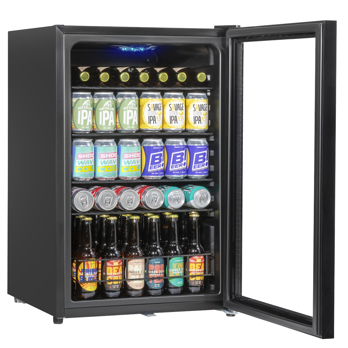 Baridi DH223 Undercounter Drinks, Beer & Wine Fridge with LED Light 115L - Black - additional view 7