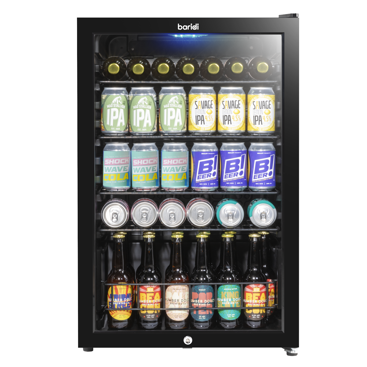 Baridi DH223 Undercounter Drinks, Beer & Wine Fridge with LED Light 115L - Black - additional view 4
