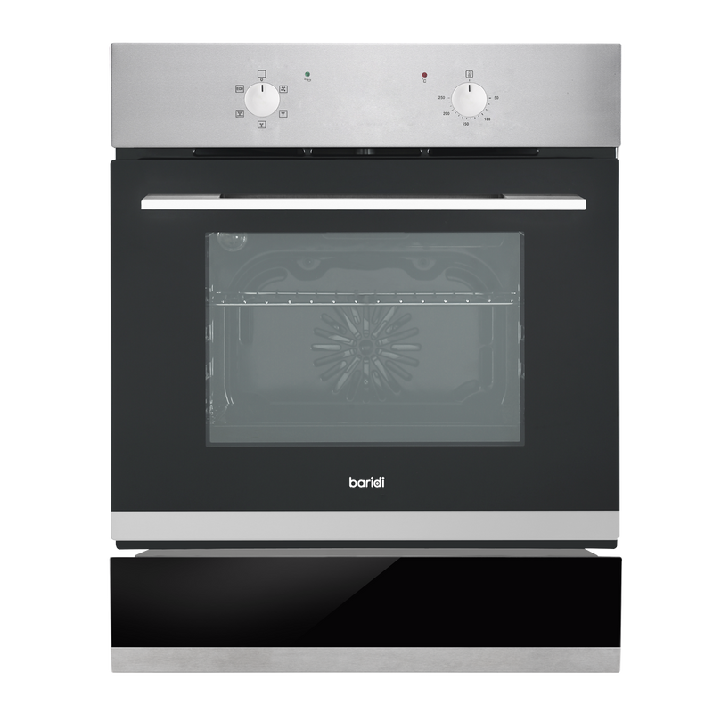 Baridi DH233 Integrated Fan-Assisted Electric Oven 60cm 55L Capacity with Warming Drawer - Black/Stainless Steel