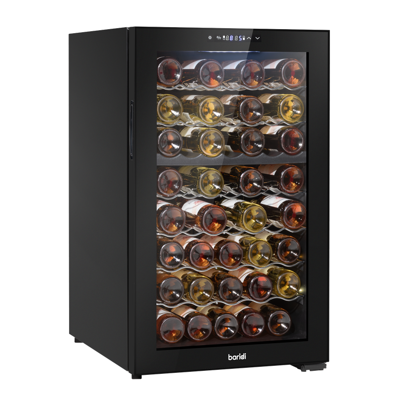 Baridi DH236 52 Bottle Dual Zone Wine Fridge with Digital Touch Screen Controls, Wire Shelves & LED Light - Black