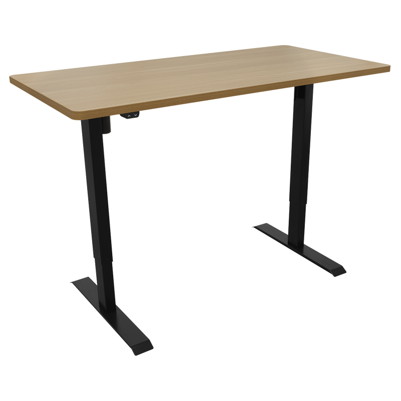 Dellonda DH242 Single Motor Ultra-Quiet Adjustable-Height Electric Sit/Stand Desk - Oak Desktop - additional view 2