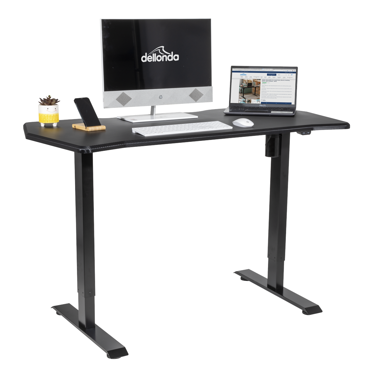 Dellonda DH243 Single Motor Ultra-Quiet Adjustable-Height Electric Sit/Stand Desk - Carbon Fibre Effect - additional view 4