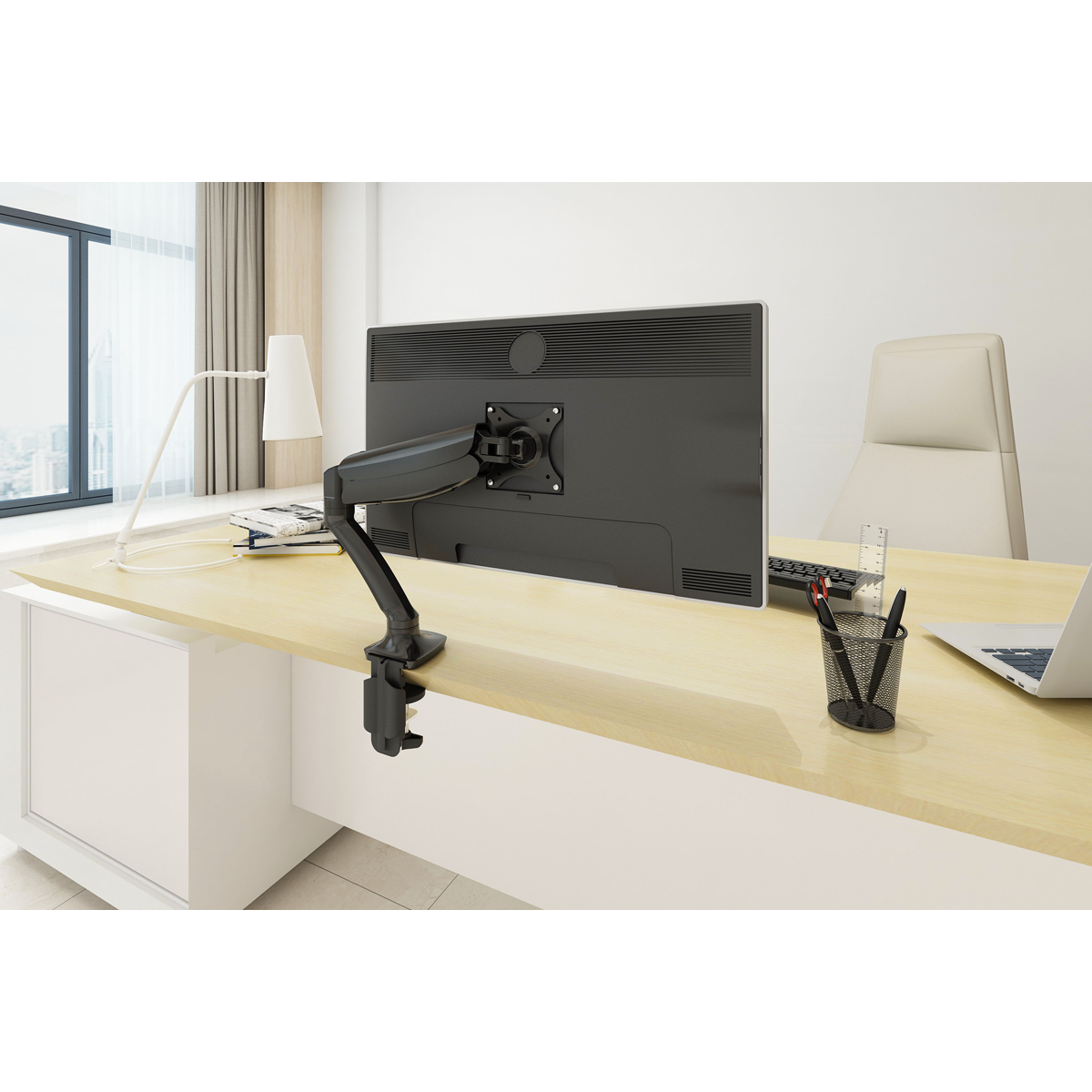Dellonda DH24 Adjustable Single Monitor Arm with 360° Rotation - Black - additional view 5