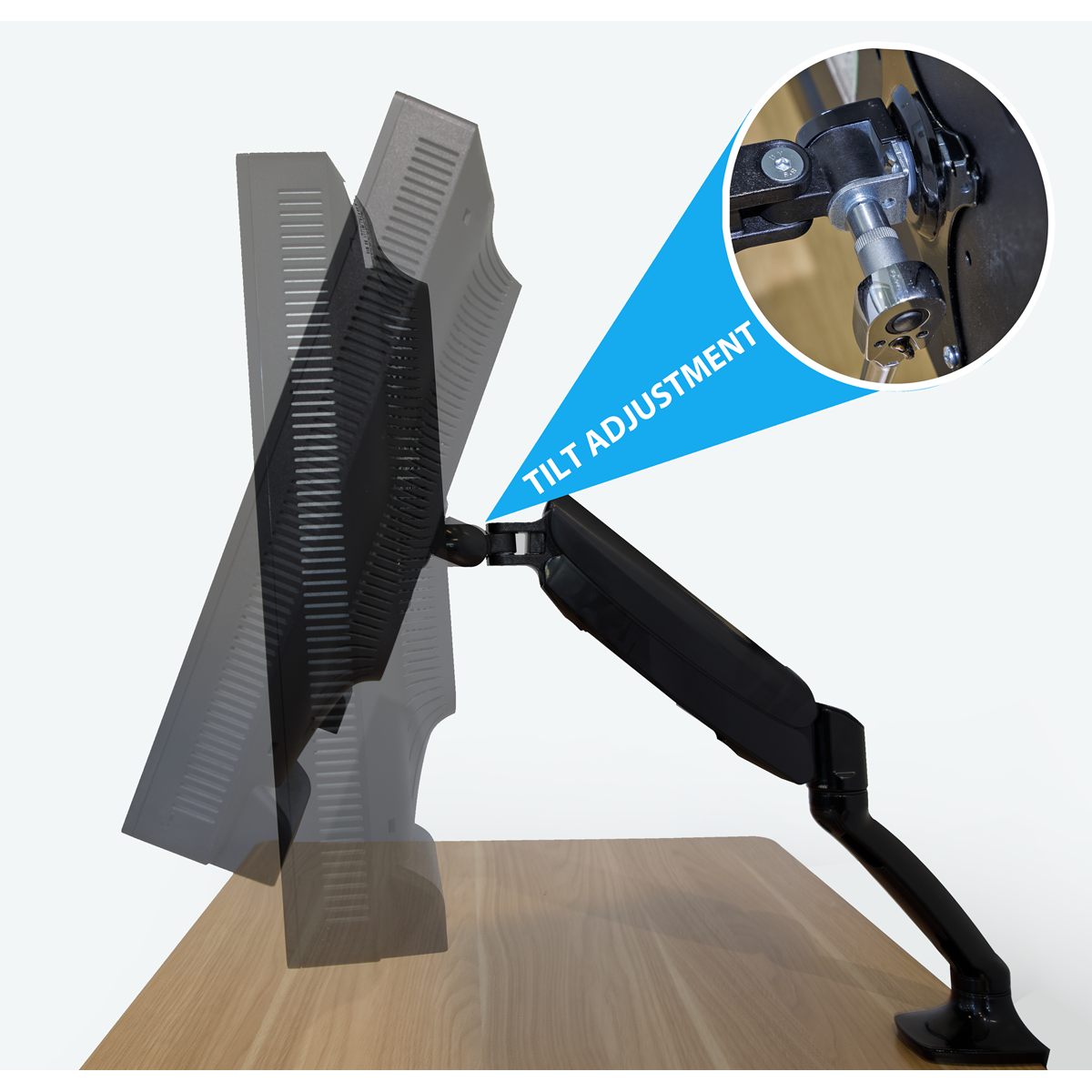 Dellonda DH24 Adjustable Single Monitor Arm with 360° Rotation - Black - additional view 9