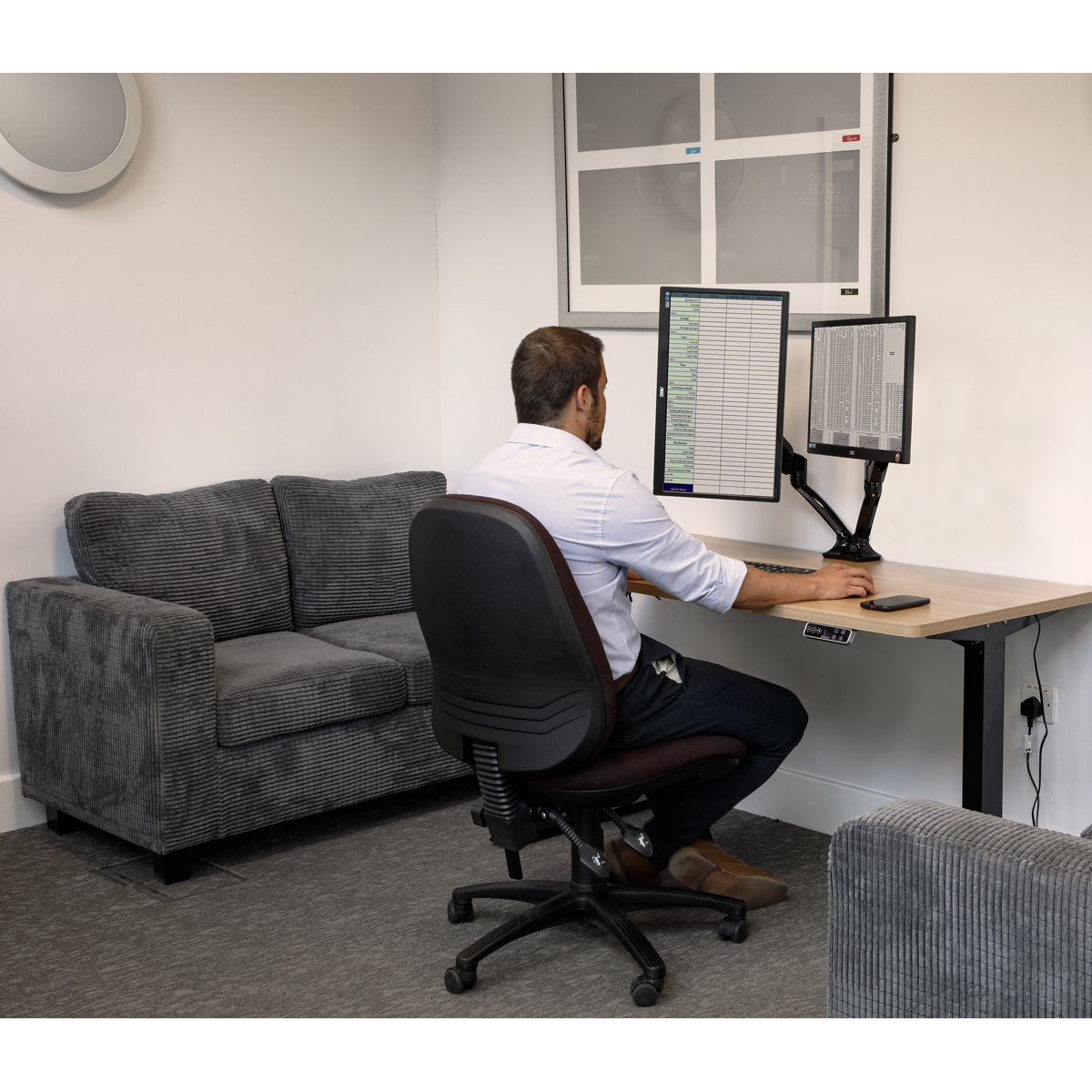Dellonda DH25 Adjustable Double Monitor Arm with 360° Rotation - Black - additional view 5