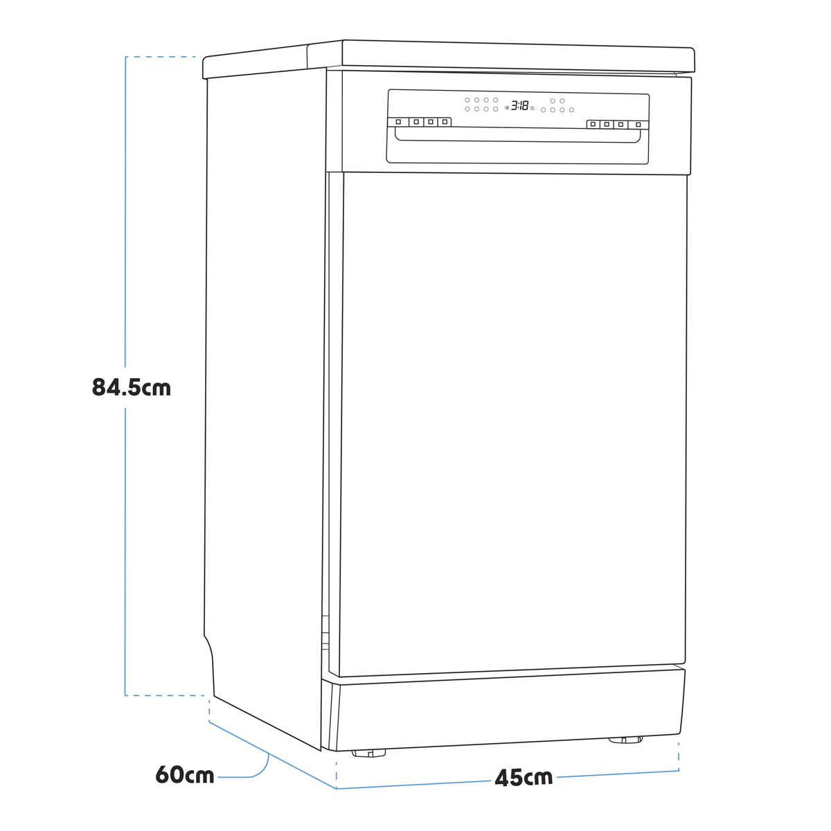 Baridi DH267 Slimline Freestanding Dishwasher 45cm Wide 10 Place Settings - Black - additional view 14
