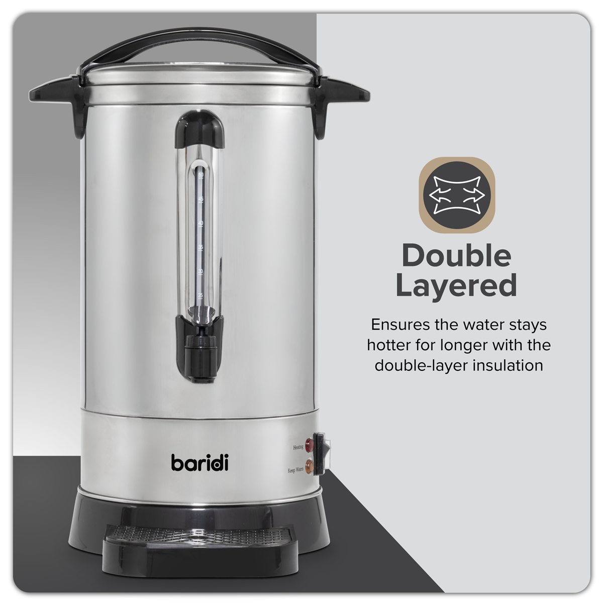 Baridi DH269 Hot Water Boiler/Tea Urn 10L Capacity, Stainless Steel - additional view 8