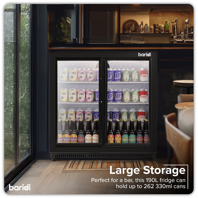 Baridi DH273 Back Bar Drinks Fridge/Cooler with Double Sliding Door & Security Lock 190L - Black - additional view 9