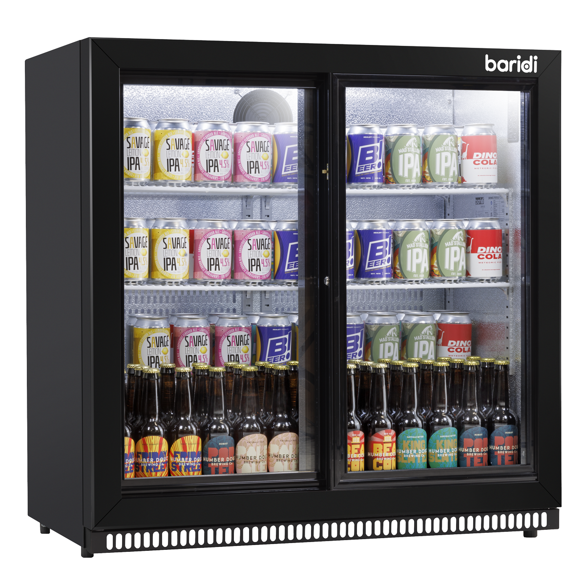 Baridi DH273 Back Bar Drinks Fridge/Cooler with Double Sliding Door & Security Lock 190L - Black