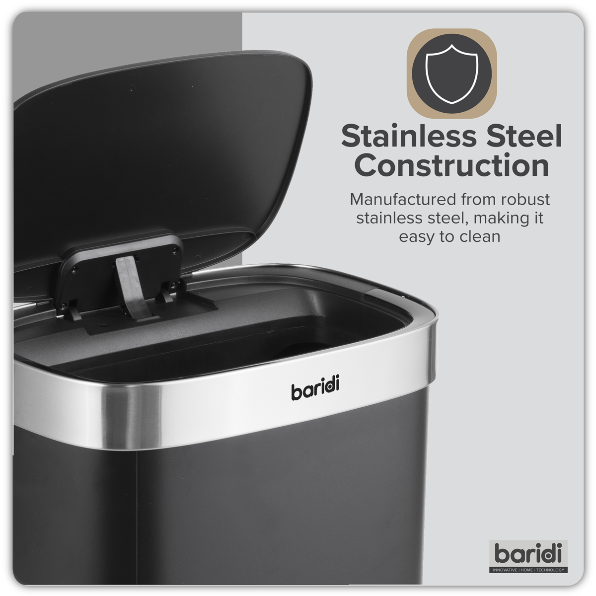 Baridi DH281 Sensor Bin 50L - Black/Stainless Steel - additional view 16