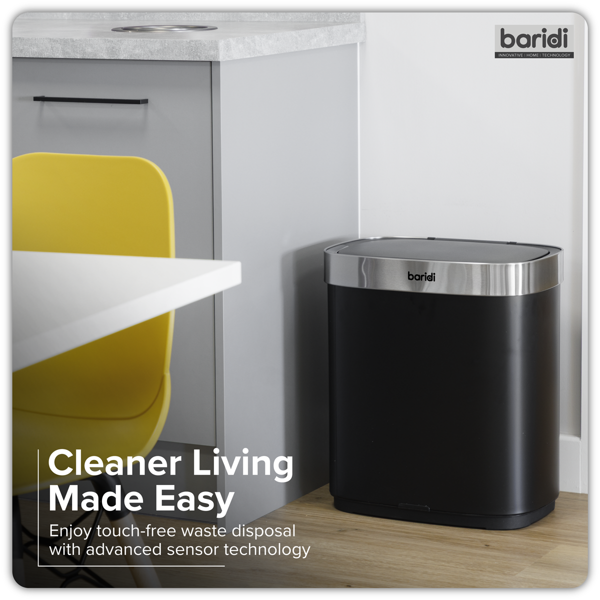 Baridi DH281 Sensor Bin 50L - Black/Stainless Steel - additional view 9