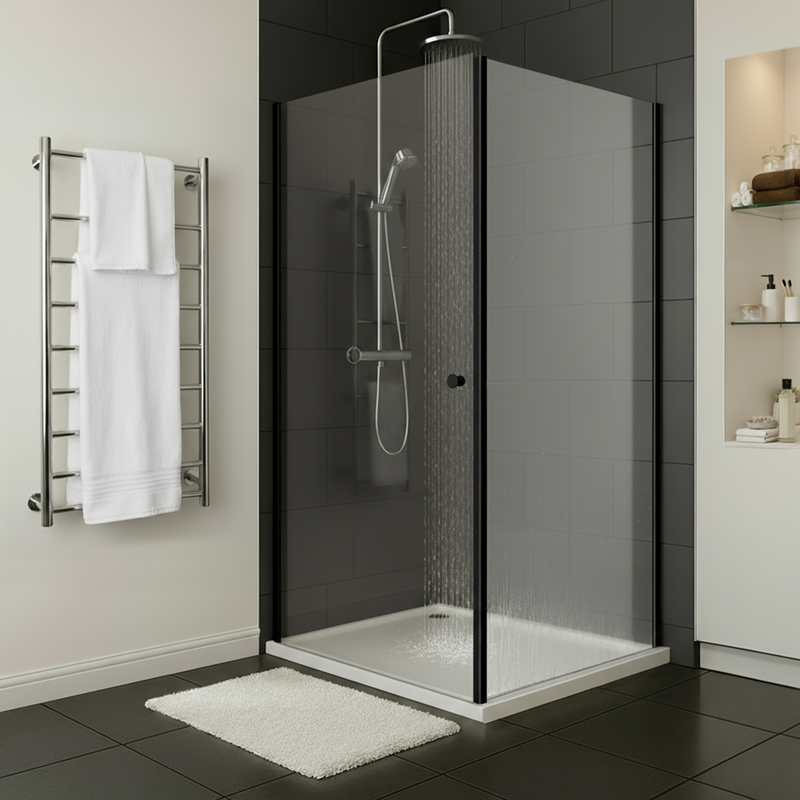 Baridi DH297 Side Panel for Sliding Shower Doors, 6mm Tempered Glass - Black - additional view 9