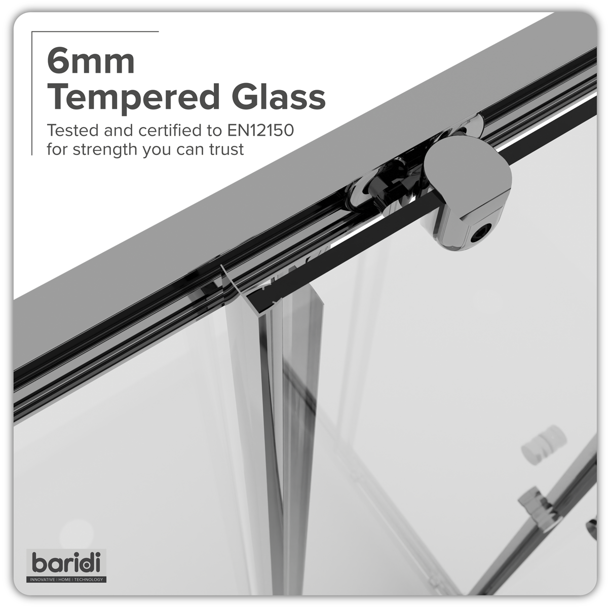 Baridi DH300 Corner Shower Entry Enclosure 1000 x 800 x 1850mm with 6mm Tempered Glass - Chrome - additional view 6