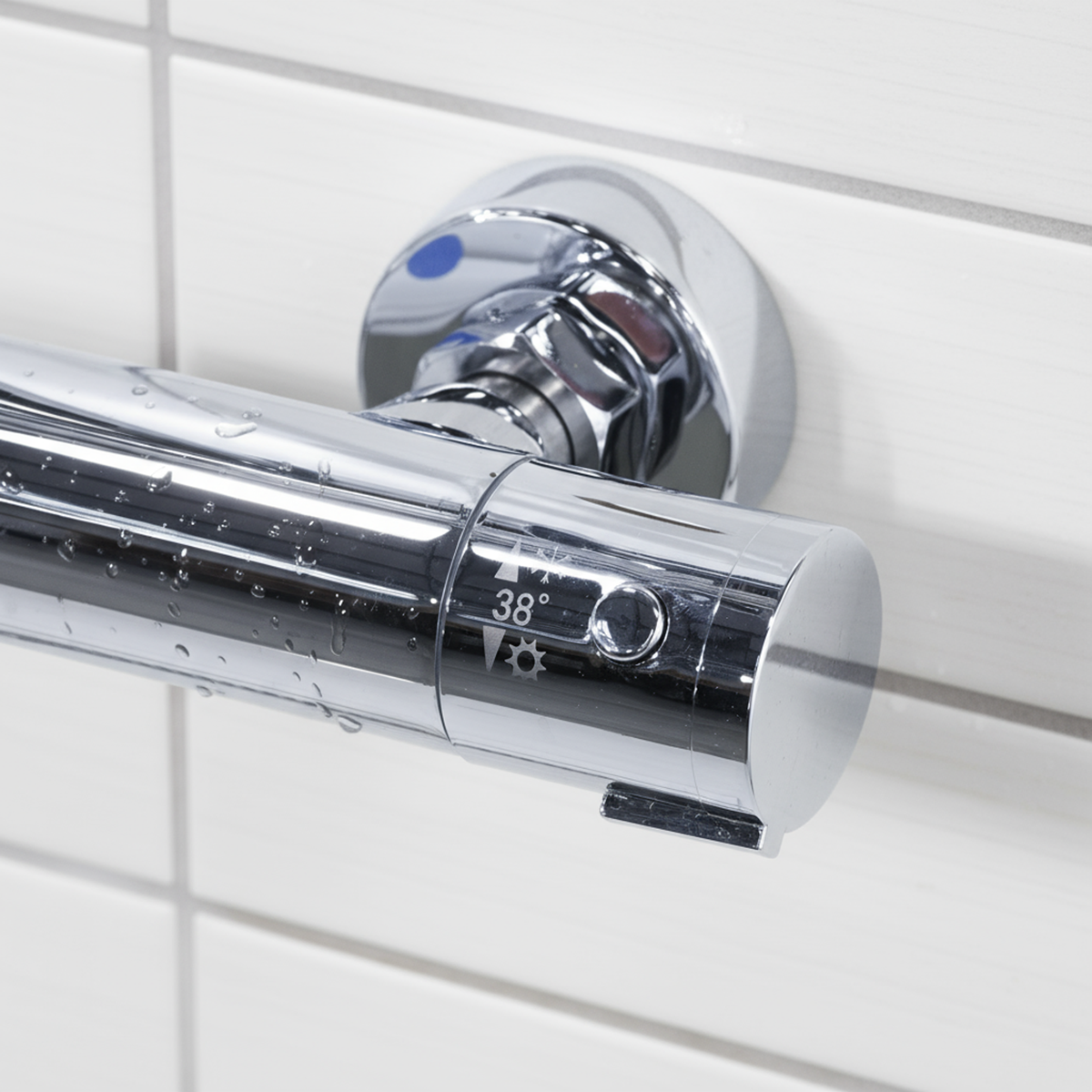 Baridi DH314 Thermostatic Shower Mixer Set, 20cm Round Head, Adjustable Rail - Chrome - additional view 5