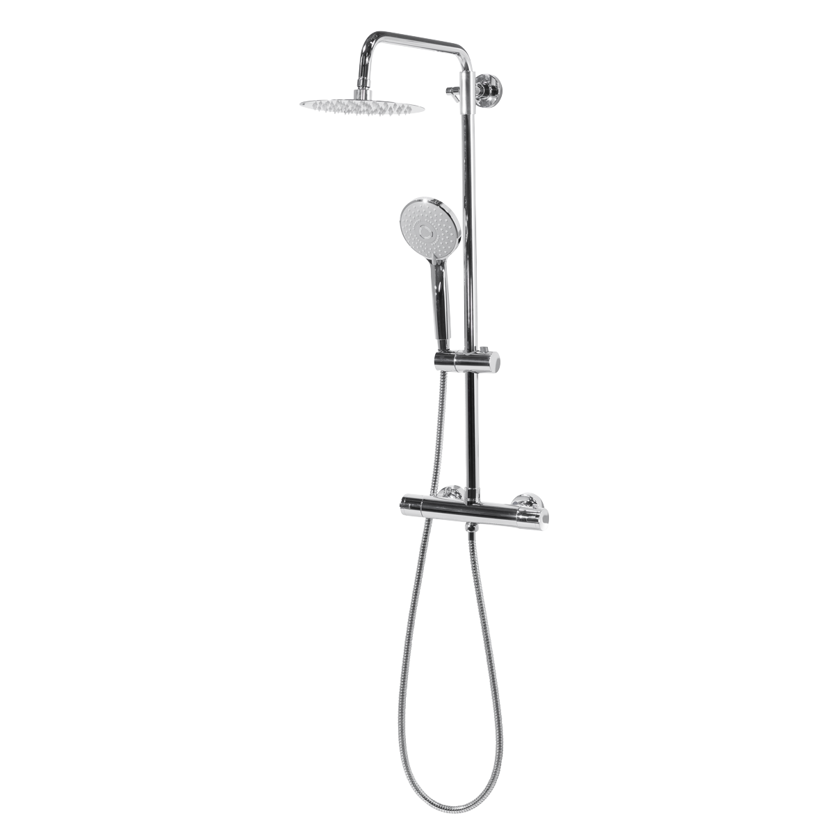 Baridi DH314 Thermostatic Shower Mixer Set, 20cm Round Head, Adjustable Rail - Chrome - additional view 9
