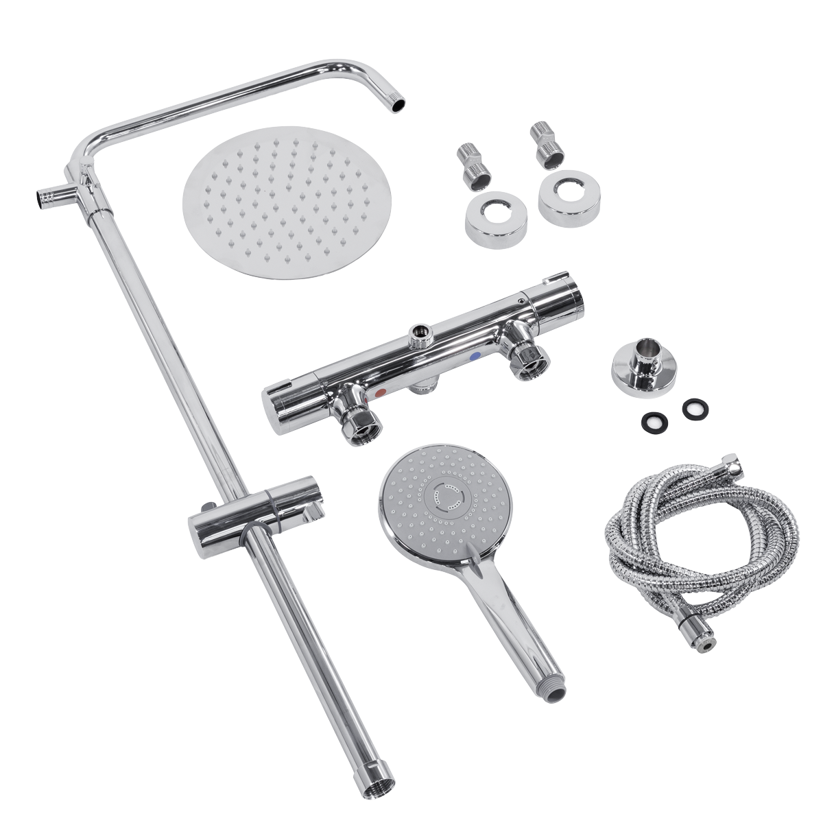 Baridi DH314 Thermostatic Shower Mixer Set, 20cm Round Head, Adjustable Rail - Chrome - additional view 11