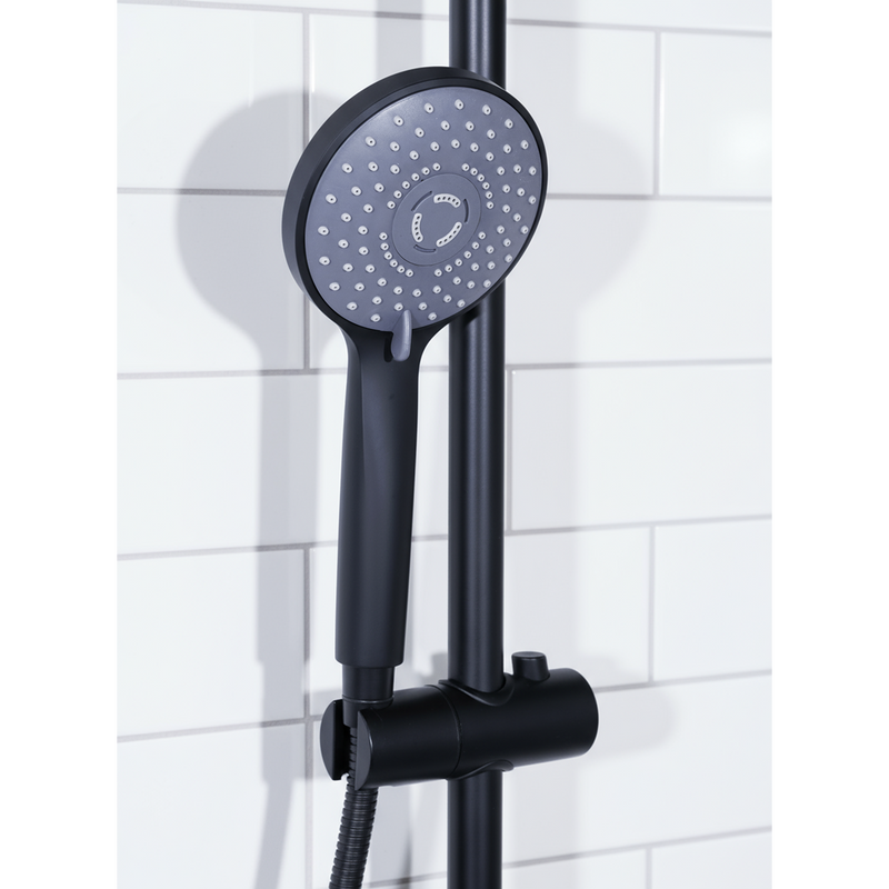 Baridi DH315 Thermostatic Shower Mixer Set, 20cm Round Head, Adjustable Rail - Black - additional view 11