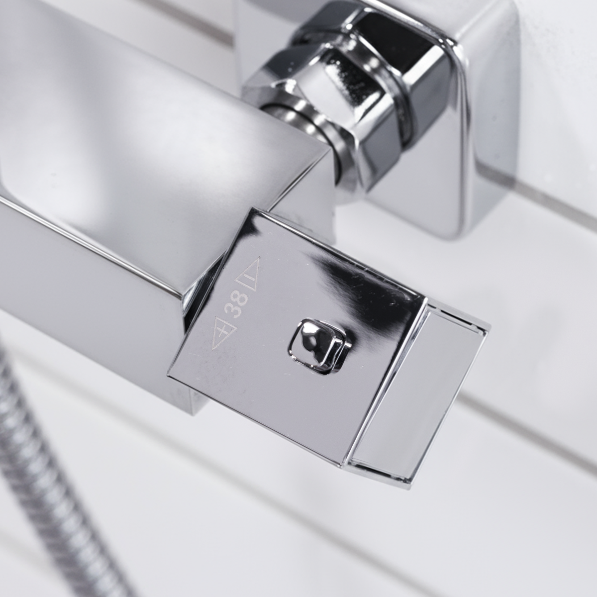 Baridi DH316 Thermostatic Shower Mixer Set, 20x20cm Square Head, Adjustable Rail - Chrome - additional view 9