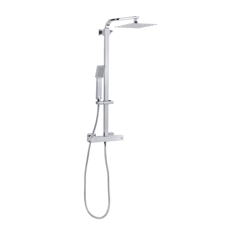 Baridi DH316 Thermostatic Shower Mixer Set, 20x20cm Square Head, Adjustable Rail - Chrome