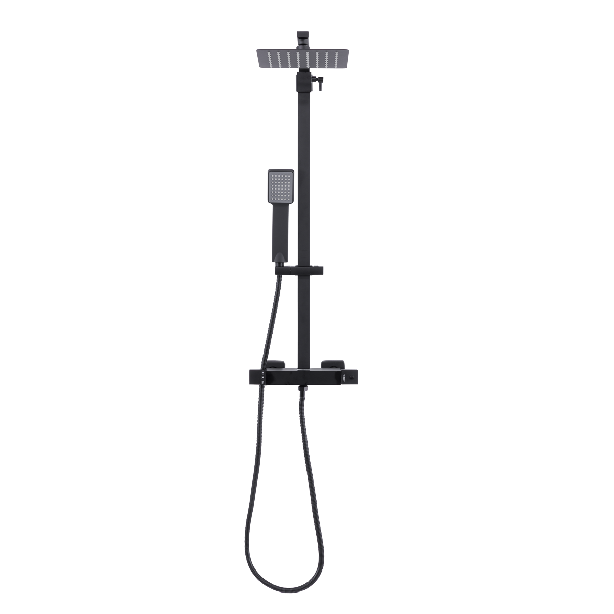 Baridi DH317 Thermostatic Shower Mixer Set, 20x20cm Square Head, Adjustable Rail - Black - additional view 4