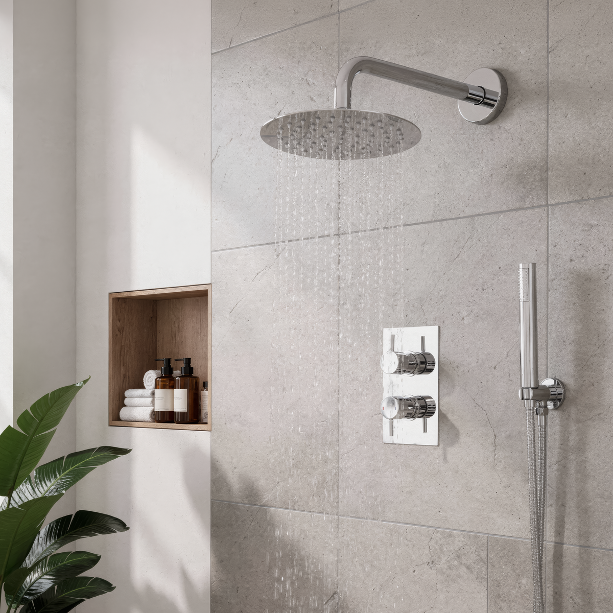 Baridi DH318 Concealed Thermostatic Shower Set 20cm Round Head & Hand Shower - Chrome - additional view 8