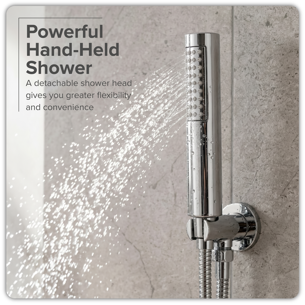 Baridi DH318 Concealed Thermostatic Shower Set 20cm Round Head & Hand Shower - Chrome - additional view 3