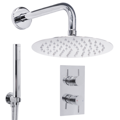 Baridi DH318 Concealed Thermostatic Shower Set 20cm Round Head & Hand Shower - Chrome