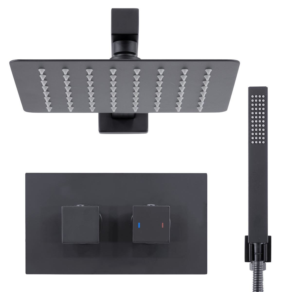 Baridi DH321 Concealed Thermostatic Shower Set 20 x 20cm Square Head & Hand Shower - Black - additional view 6