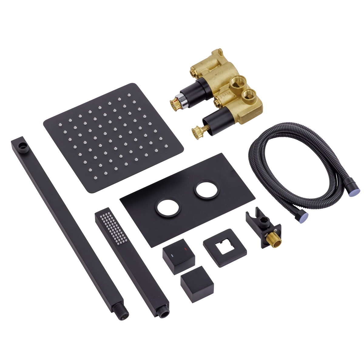 Baridi DH321 Concealed Thermostatic Shower Set 20 x 20cm Square Head & Hand Shower - Black - additional view 5